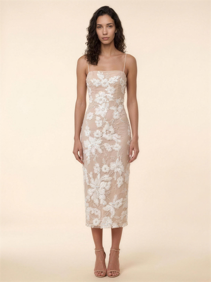 WINNIE | SLIT MIDI DRESS - Off White