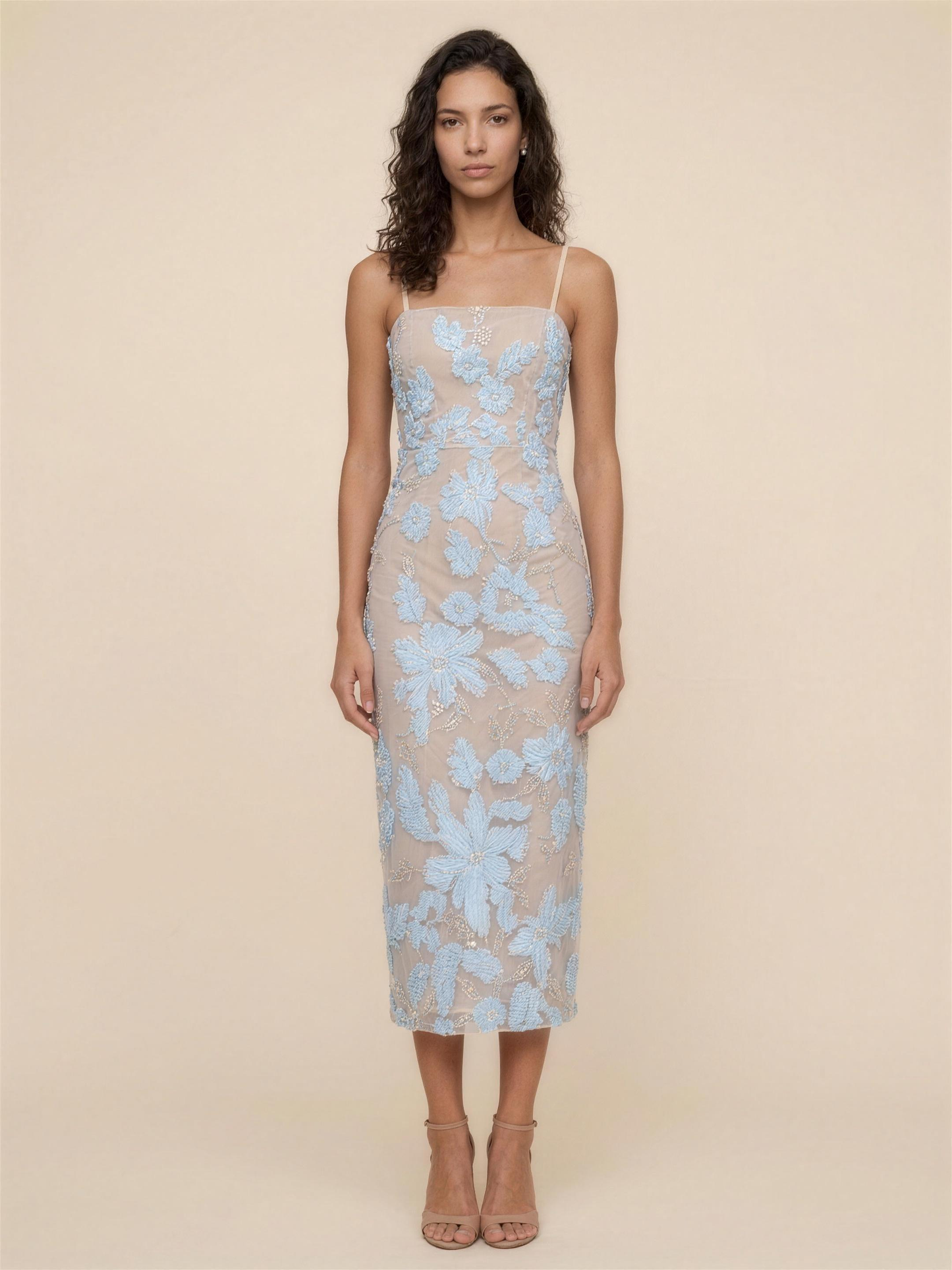 WINNIE | SLIT MIDI DRESS - Baby Blue