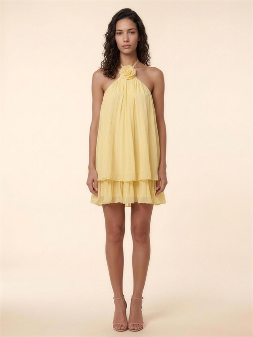 CLARISSA | FLOWER MINI DRESS - Yellow