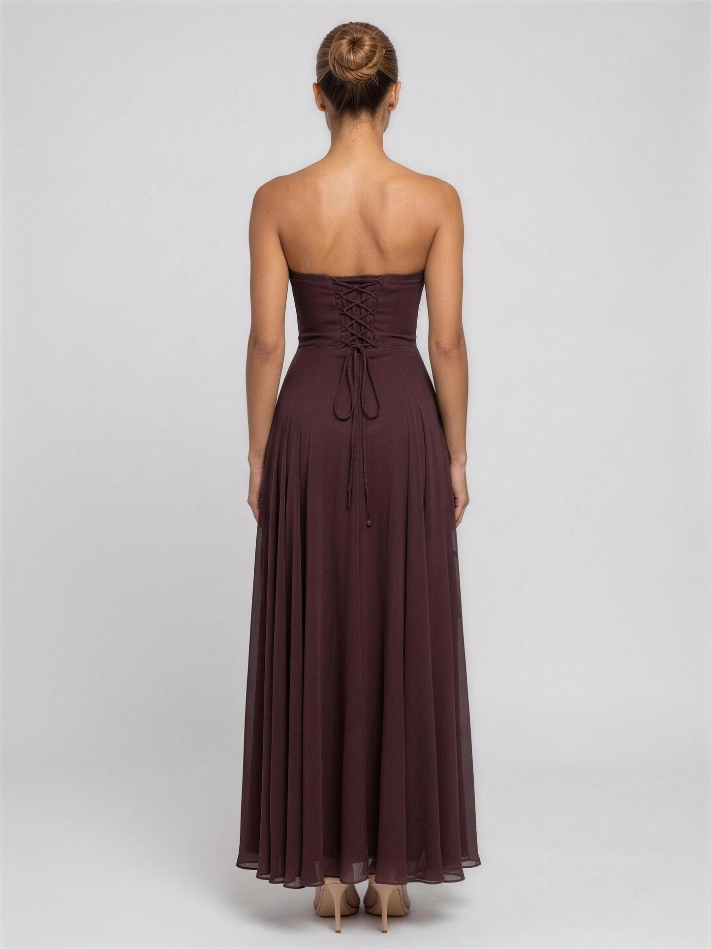 POLLY | STRAPLESS MAXI DRESS - Brown