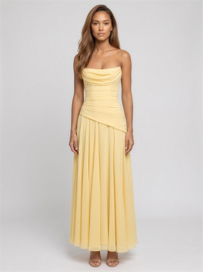 POLLY | STRAPLESS MAXI DRESS - Lemon