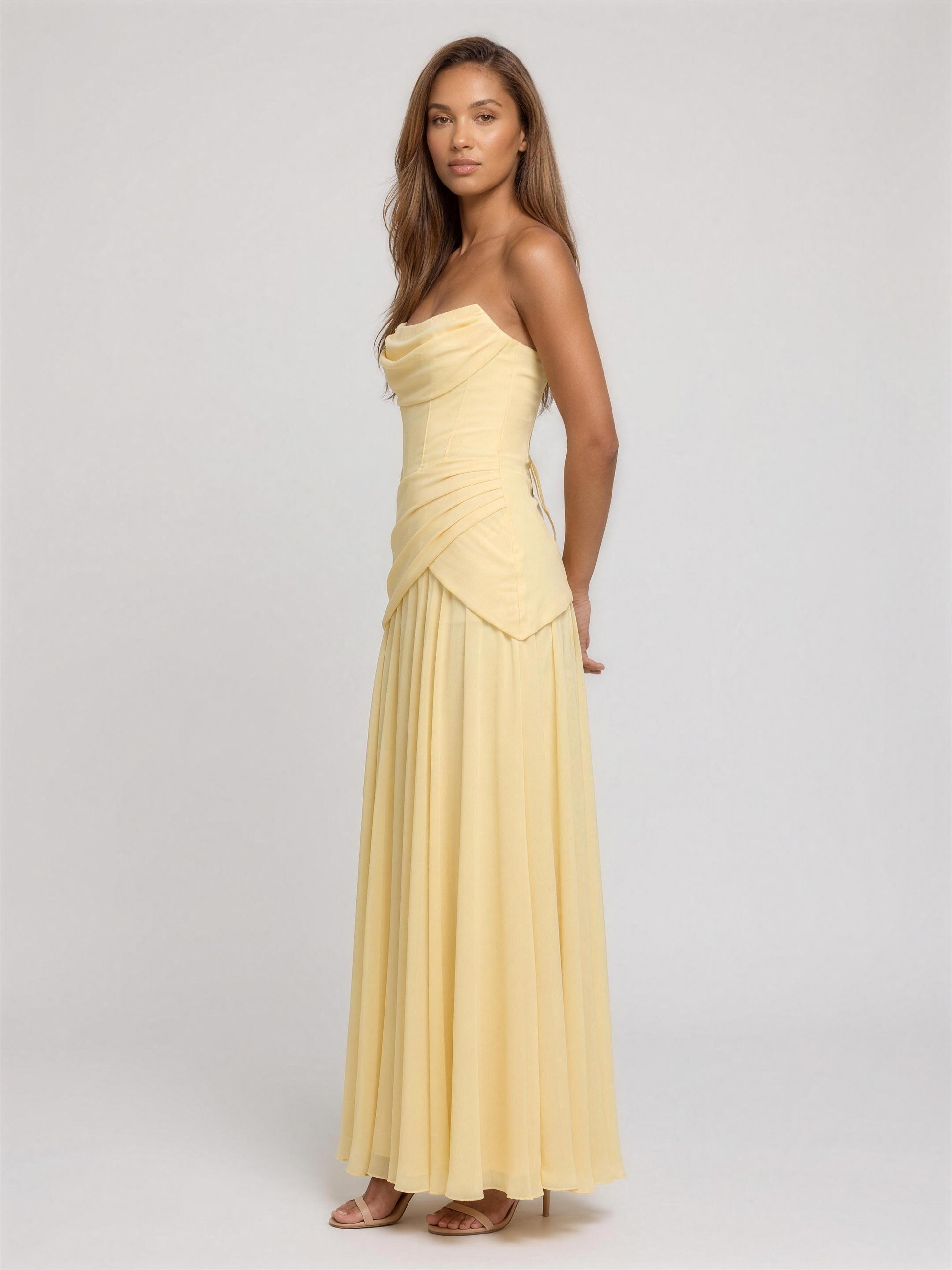 POLLY | STRAPLESS MAXI DRESS - Lemon