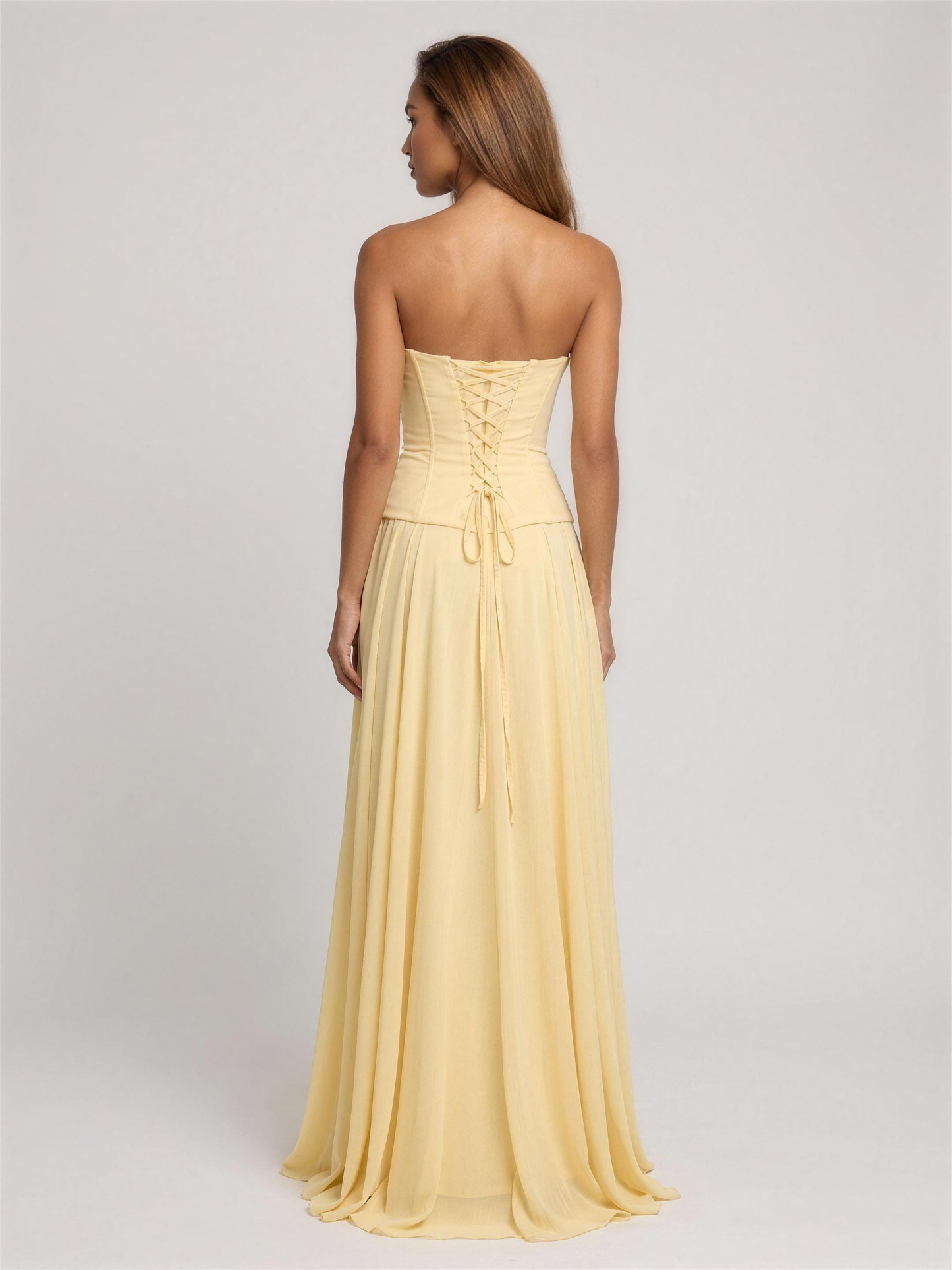 POLLY | STRAPLESS MAXI DRESS - Lemon