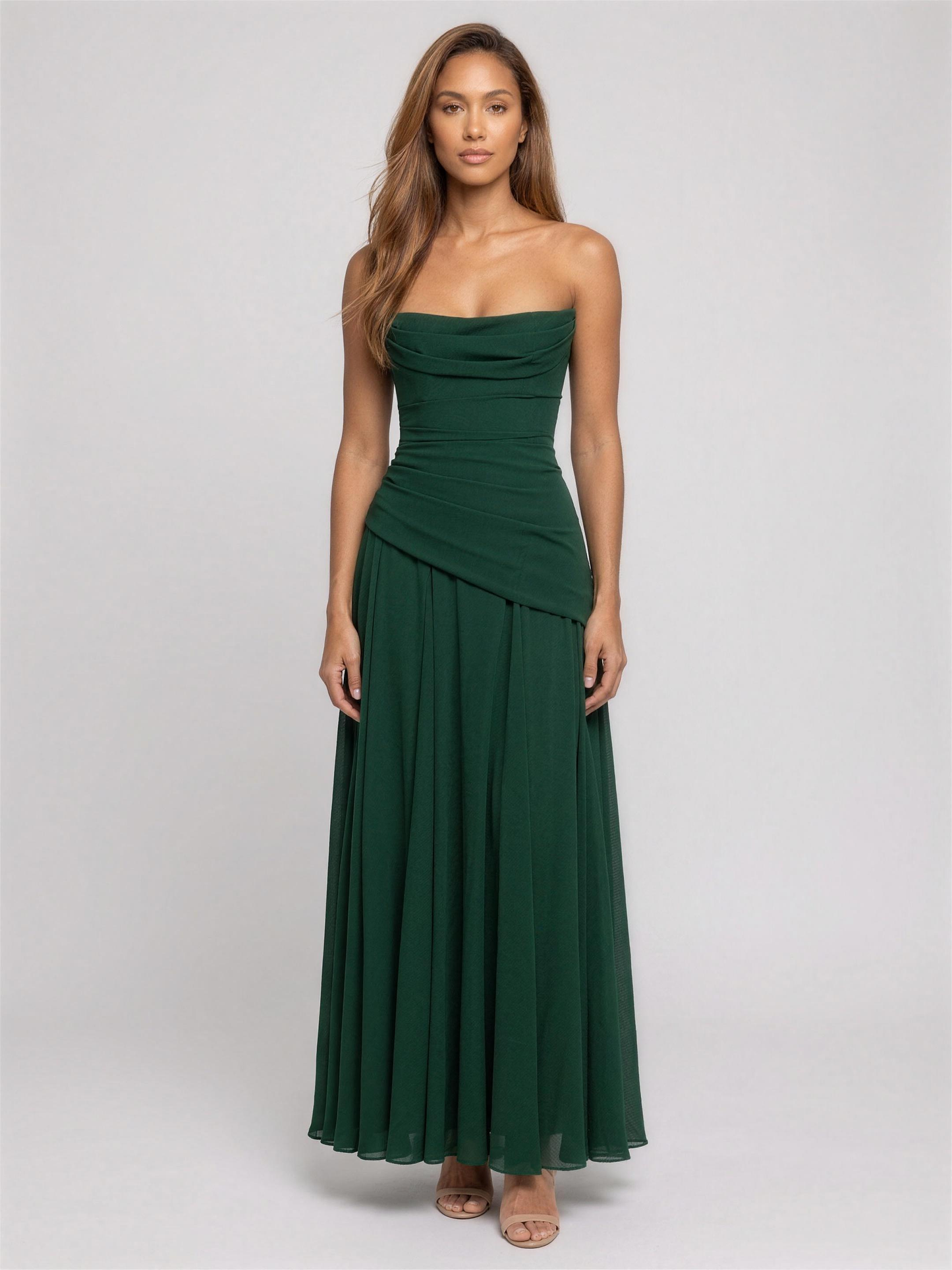 POLLY | STRAPLESS MAXI DRESS - Emerald