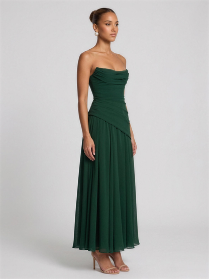 POLLY | STRAPLESS MAXI DRESS - Emerald