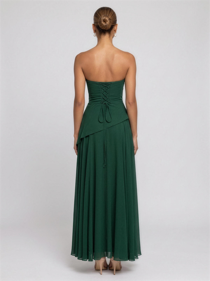 POLLY | STRAPLESS MAXI DRESS - Emerald
