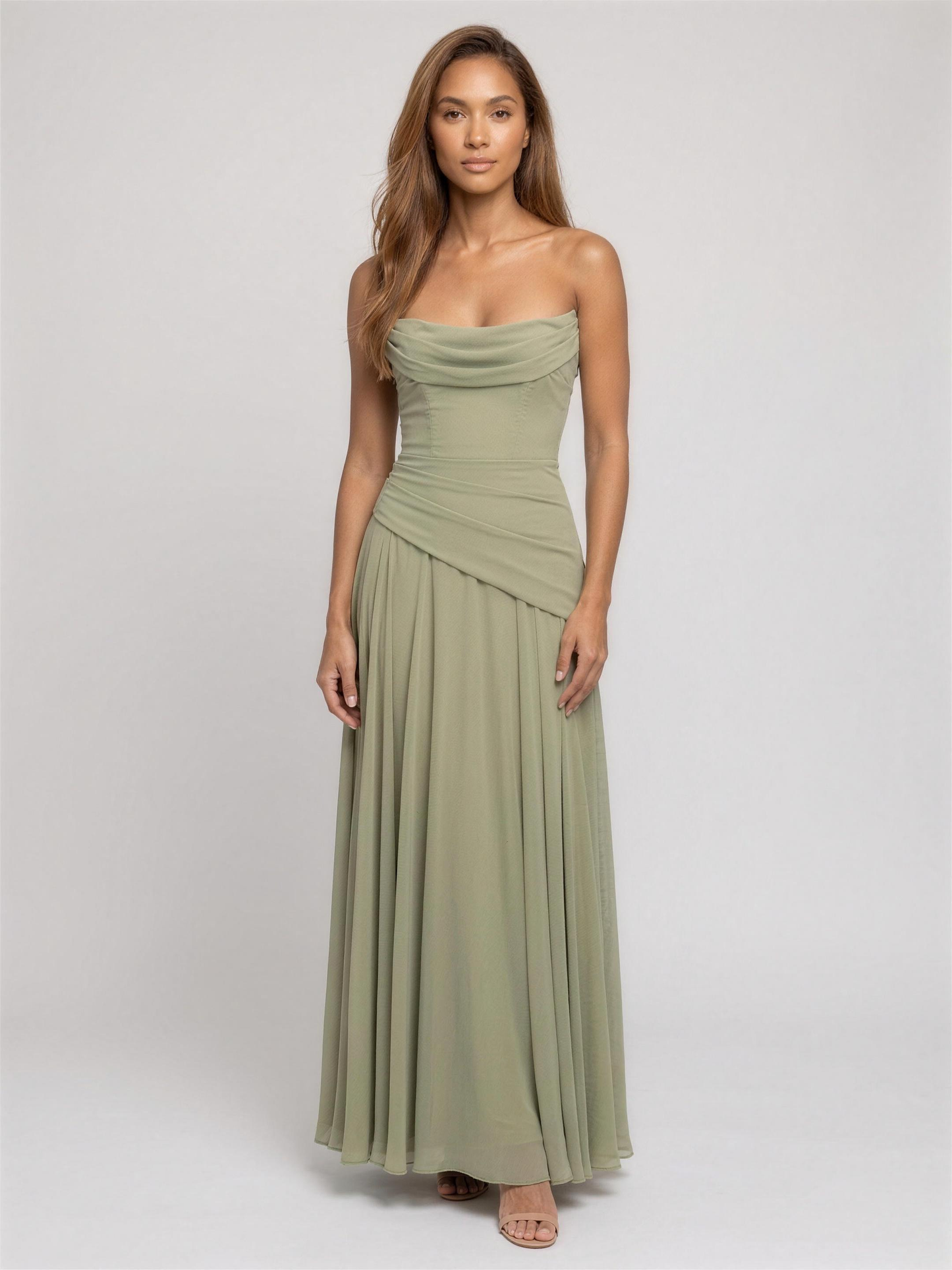 POLLY | STRAPLESS MAXI DRESS - Sage