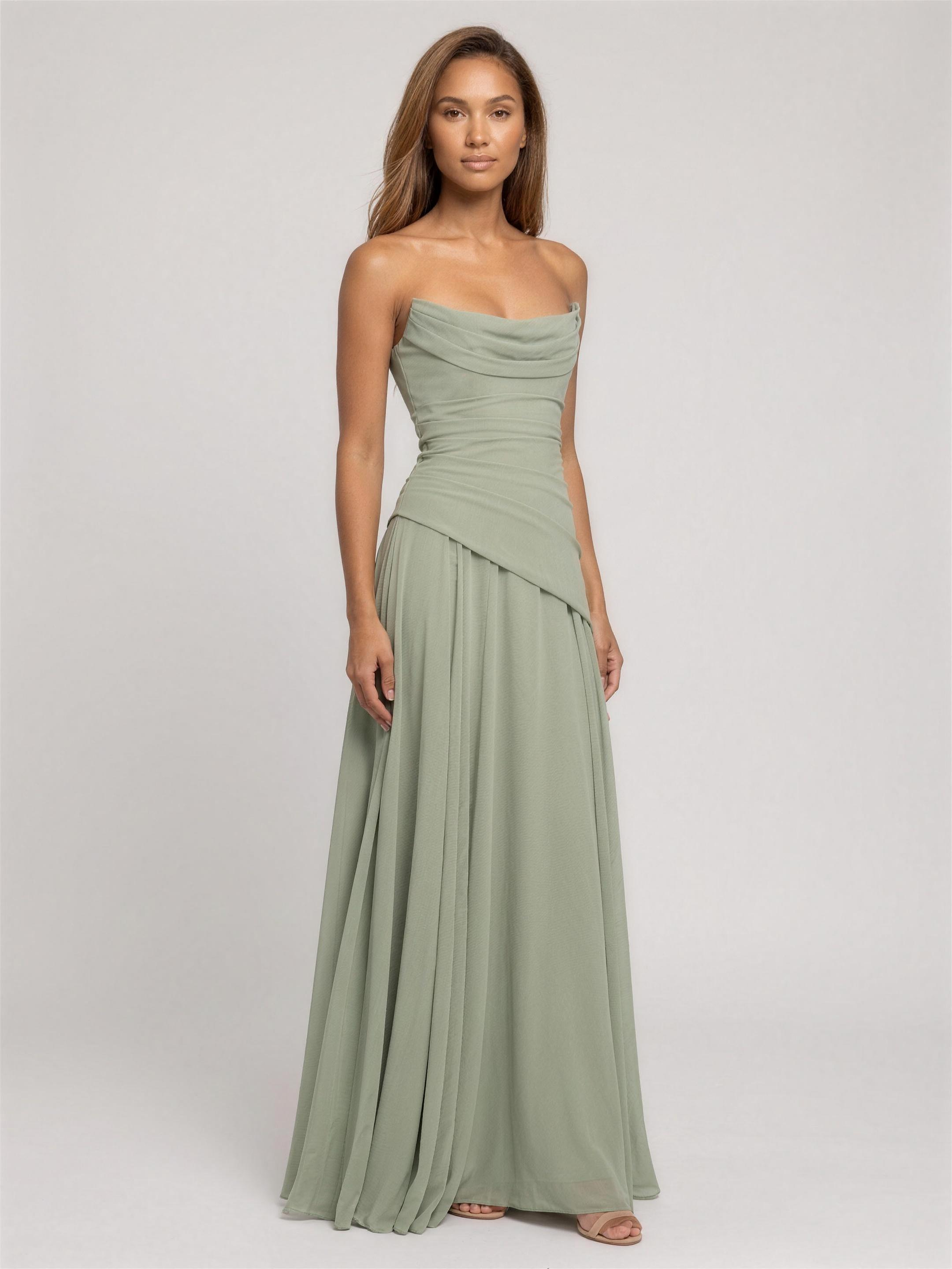POLLY | STRAPLESS MAXI DRESS - Sage