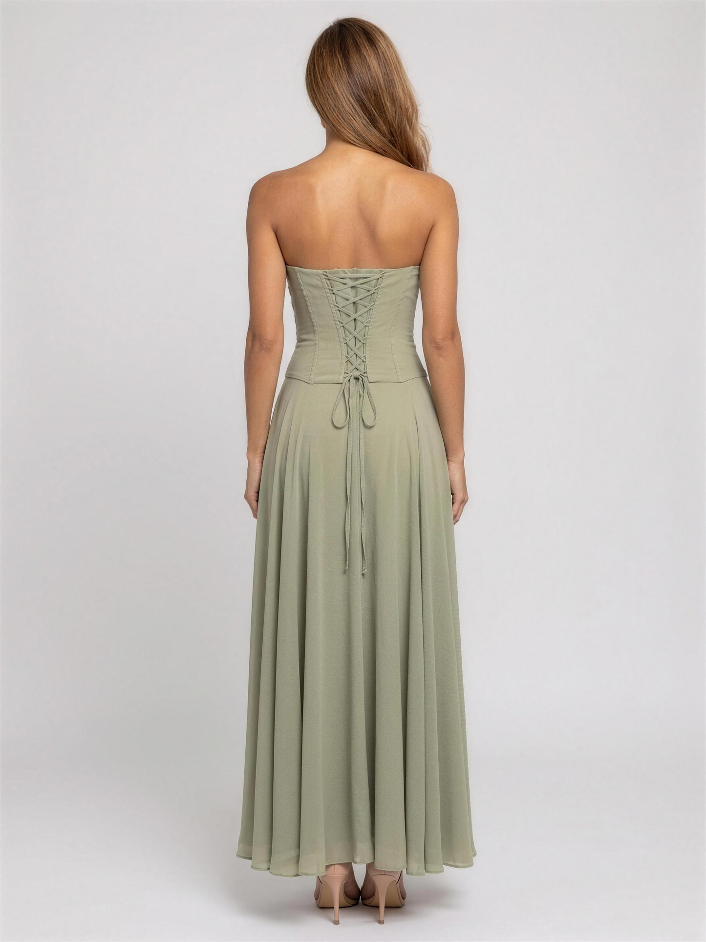 POLLY | STRAPLESS MAXI DRESS - Sage