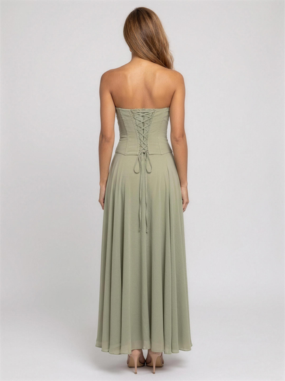 POLLY | STRAPLESS MAXI DRESS - Sage