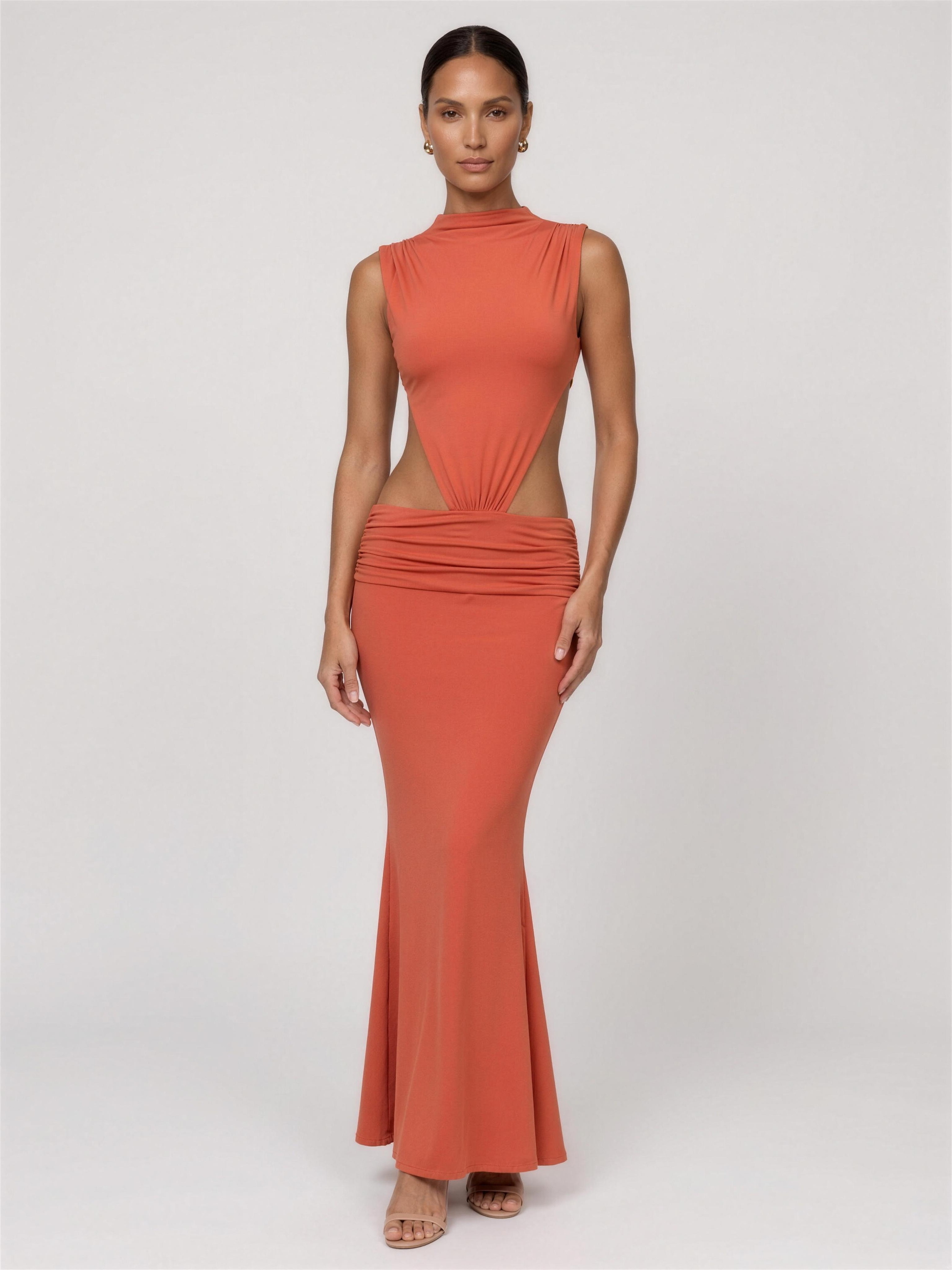 LUISA | PINAFORE MAXI DRESS - Burnt Orange