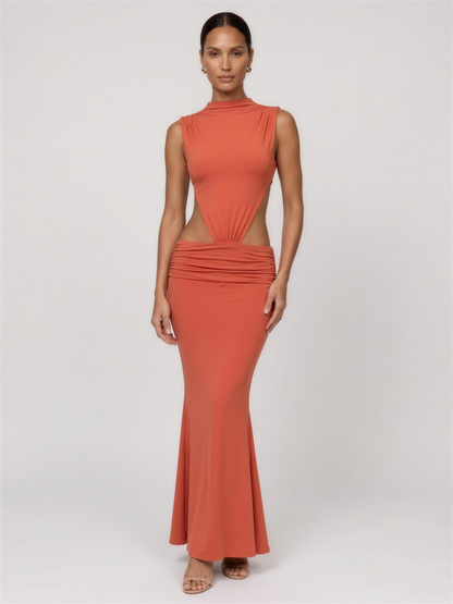 LUISA | PINAFORE MAXI DRESS - Burnt Orange