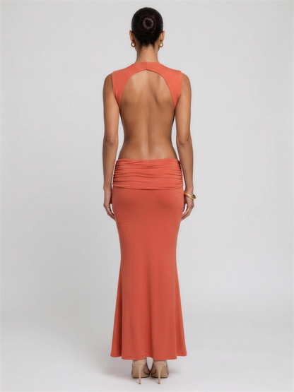 LUISA | PINAFORE MAXI DRESS - Orange