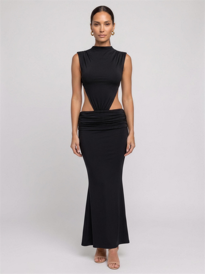 LUISA | PINAFORE MAXI DRESS - Black