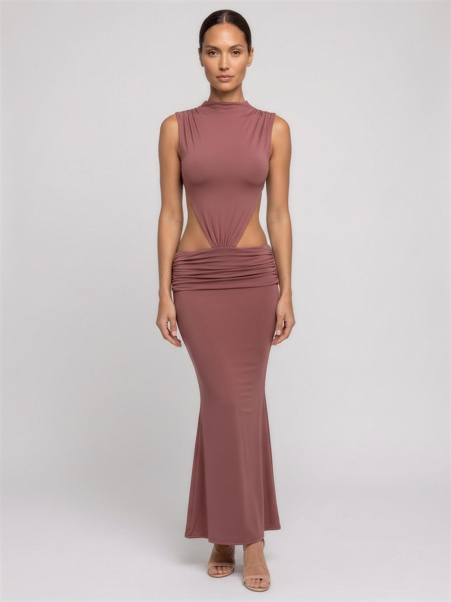 LUISA | PINAFORE MAXI DRESS - Rose Brown