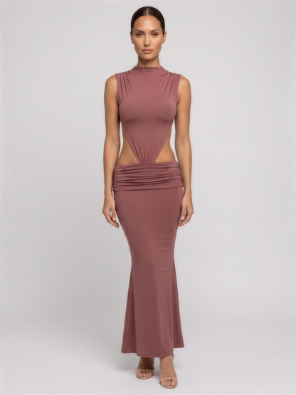 LUISA | PINAFORE MAXI DRESS - Rose Brown