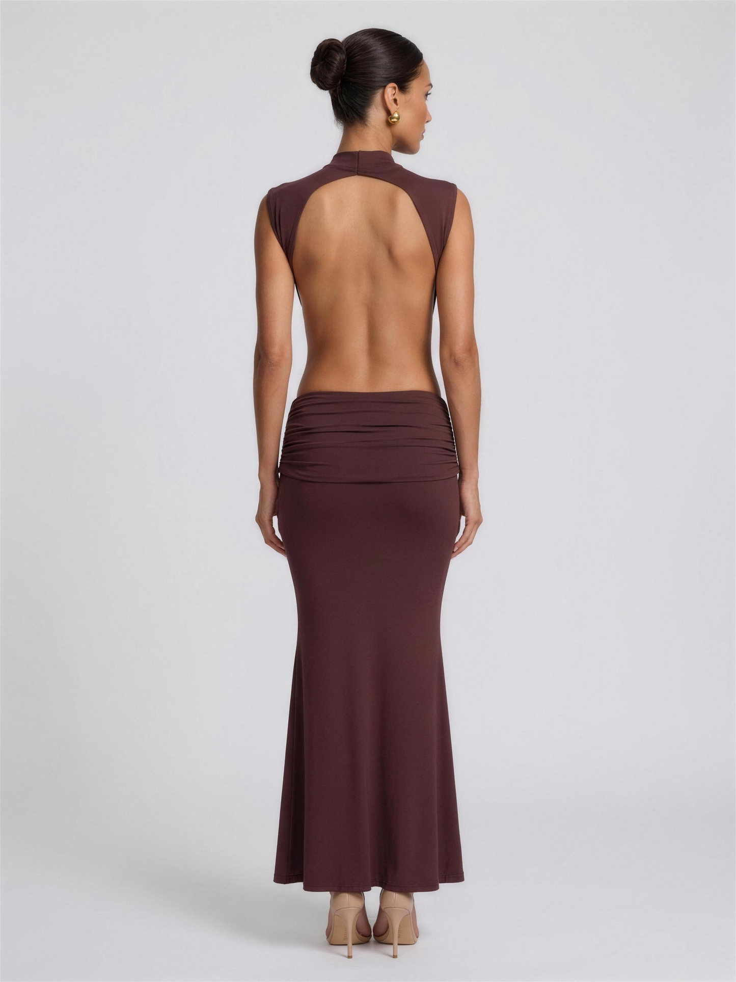 LUISA | PINAFORE MAXI DRESS - Brown