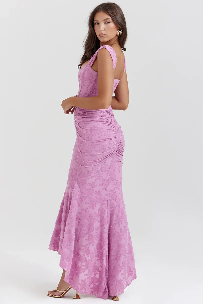 NUMIDA | SQUARE NECK CORSET MAXI DRESS