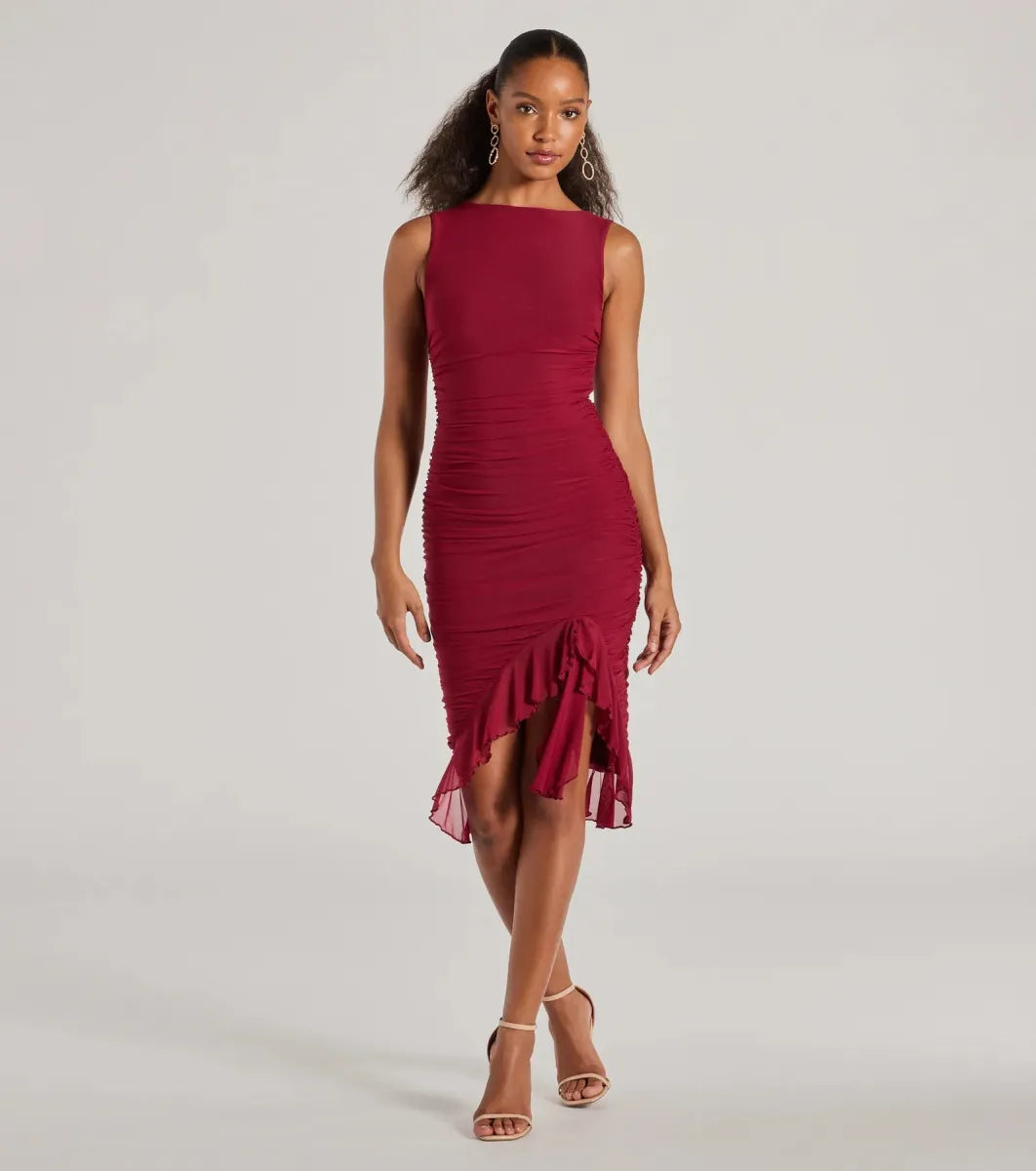 MEEDA | RUFFLE MIDI DRESS