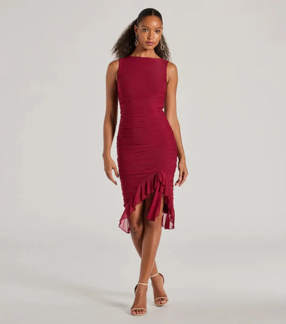 MEEDA | RUFFLE MIDI DRESS