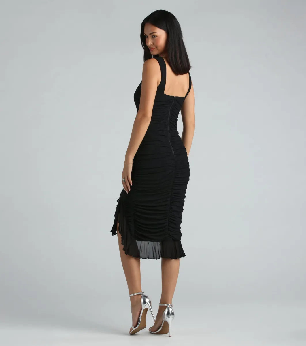 MEEDA | RUFFLE MIDI DRESS