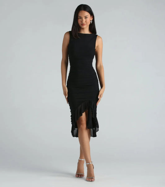 MEEDA | RUFFLE MIDI DRESS