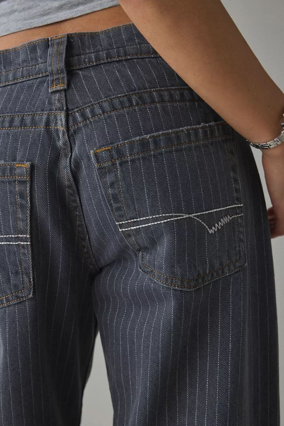 Women High Waisted Pinstripe Wide Leg Jeans - product image 4