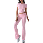 Women High Waisted Flare Pants Crop Top Lounge Set - product image 2