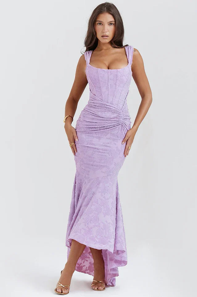 NUMIDA | SQUARE NECK CORSET MAXI DRESS