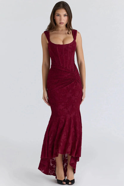 NUMIDA | SQUARE NECK CORSET MAXI DRESS
