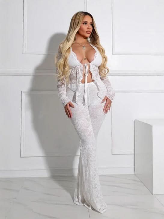 CECILIA | RUFFLE LOUNGE SET - White
