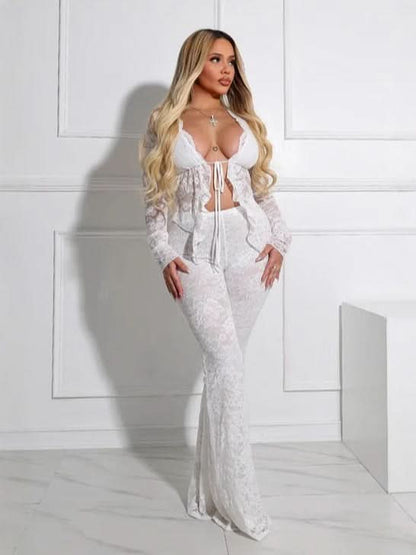 CECILIA | RUFFLE LOUNGE SET - White