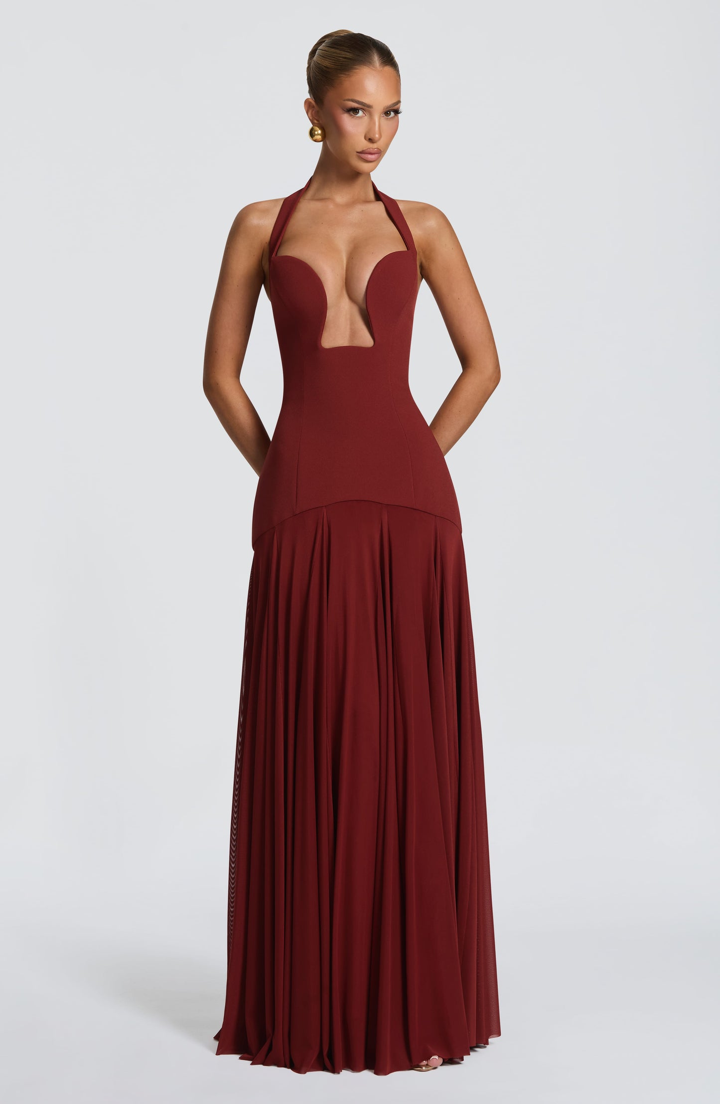 JADA | MESH PLUNGE MAXI DRESS