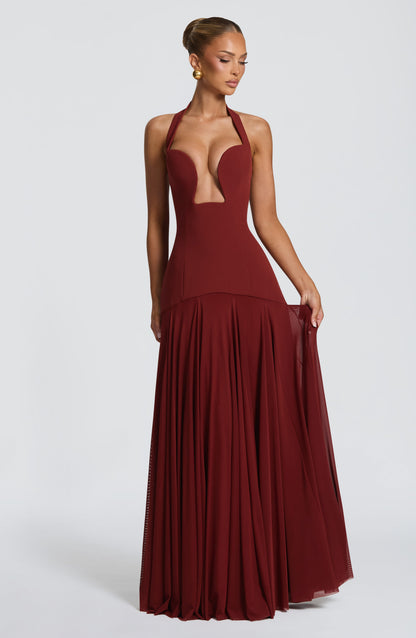 JADA | MESH PLUNGE MAXI DRESS