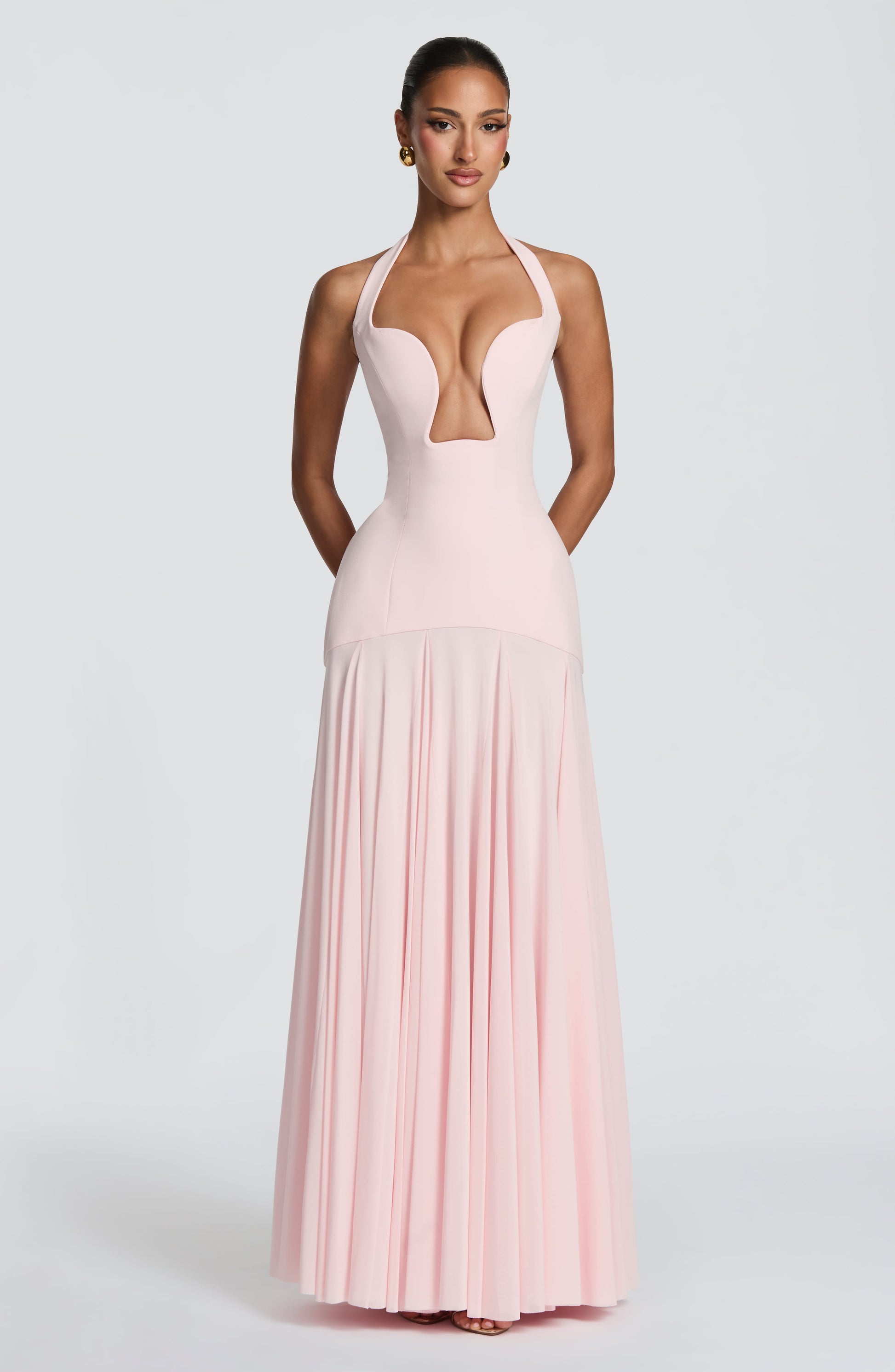 JADA | MESH PLUNGE MAXI DRESS