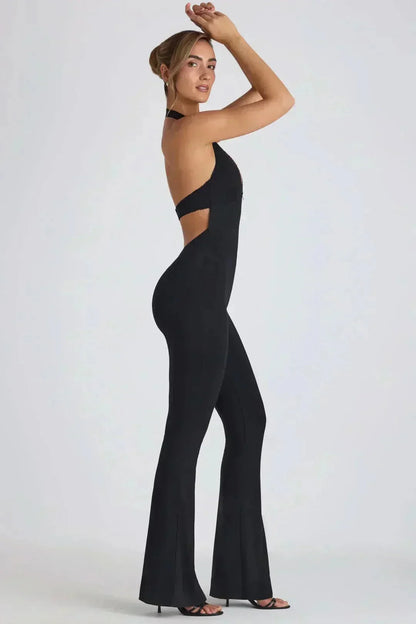 JOY | HALTER BACKLESS MAXI JUMPSUIT - Black