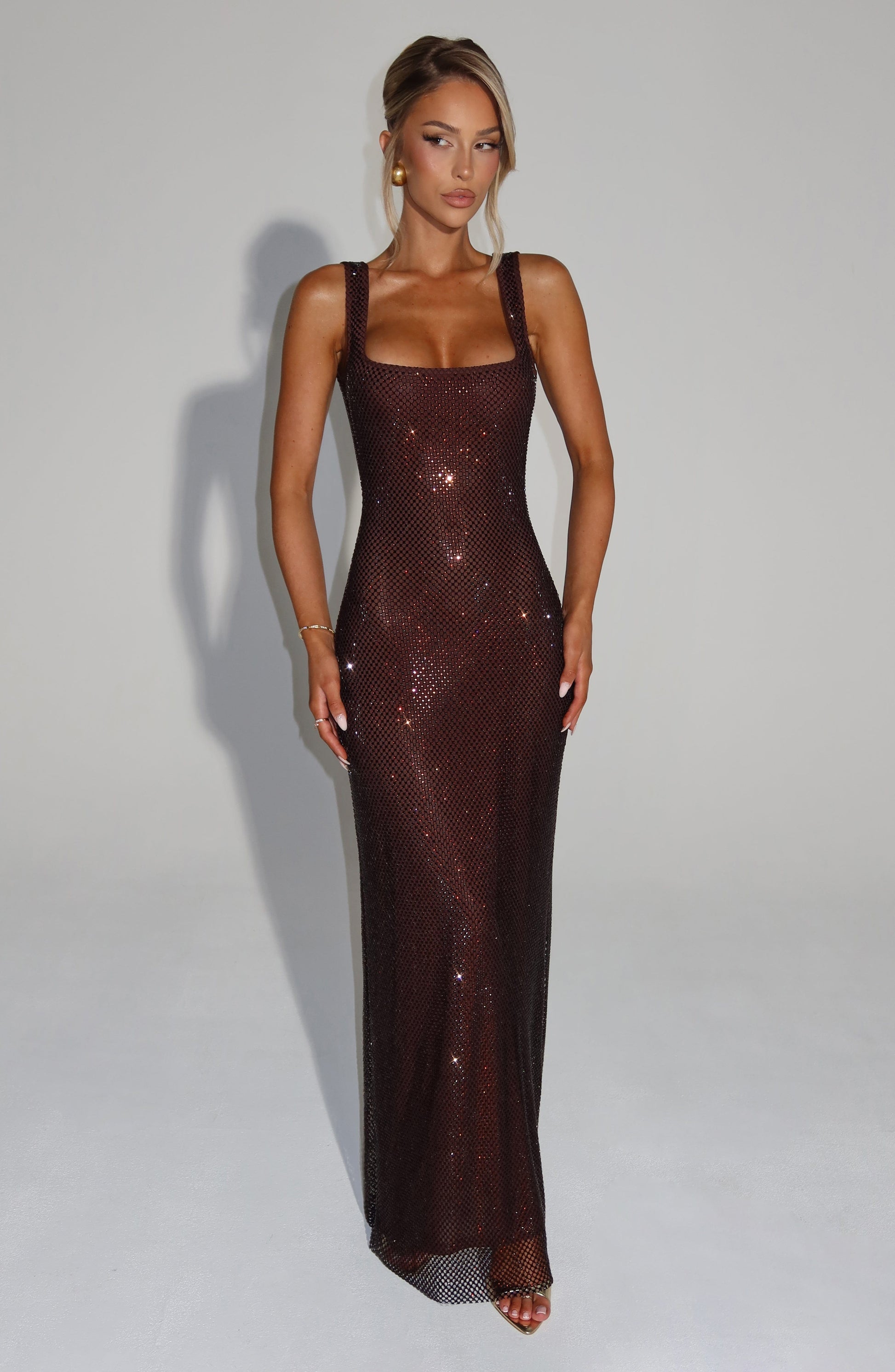 LILLIE | BOHO MAXI DRESS - Brown, front