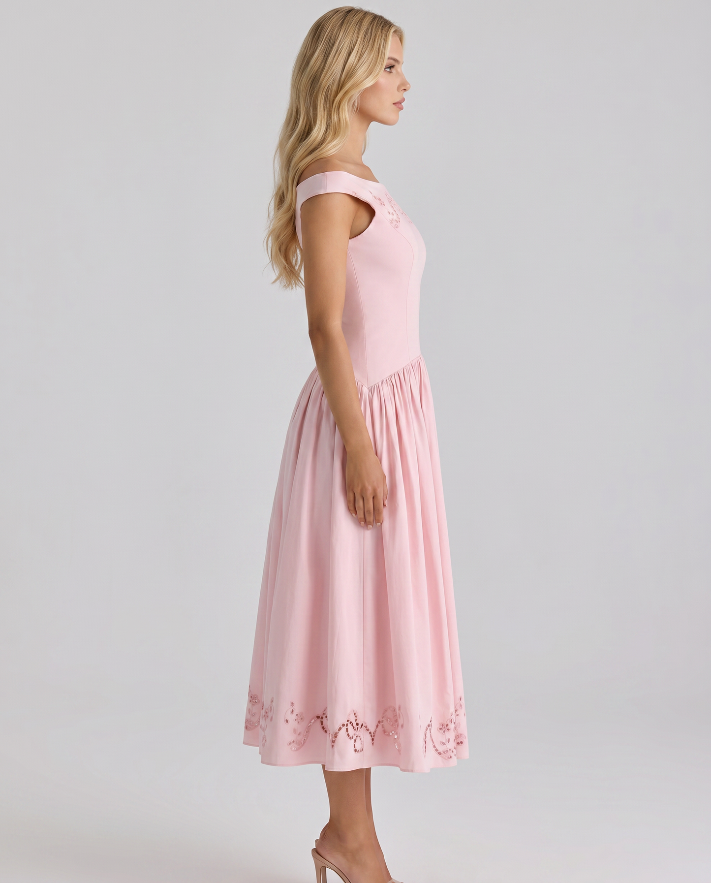 ORLA | EMBROIDERED BOAT MIDI DRESS