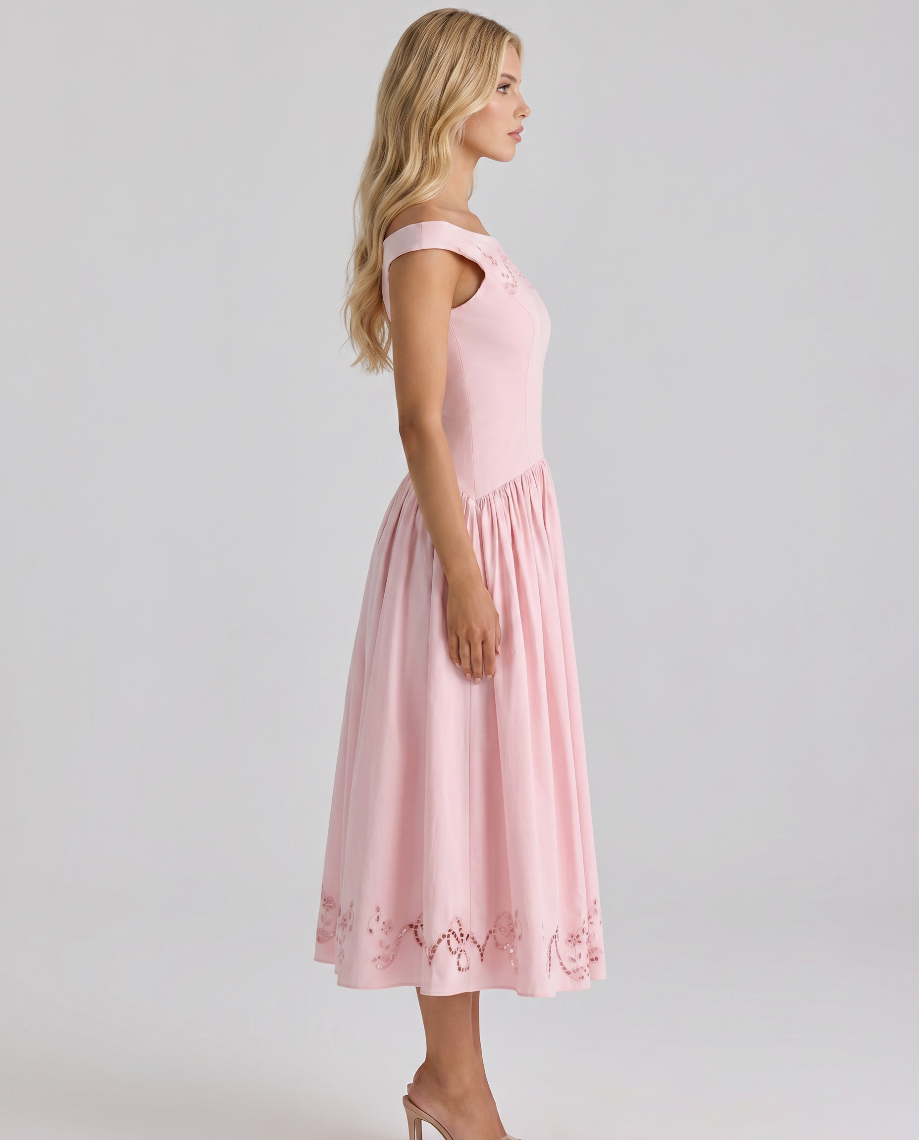 ORLA | EMBROIDERED BOAT MIDI DRESS