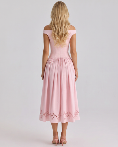 ORLA | EMBROIDERED BOAT MIDI DRESS