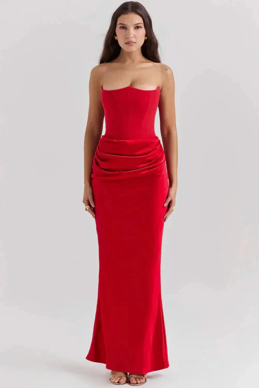 PARKER | GINGHAM MAXI DRESS - Red
