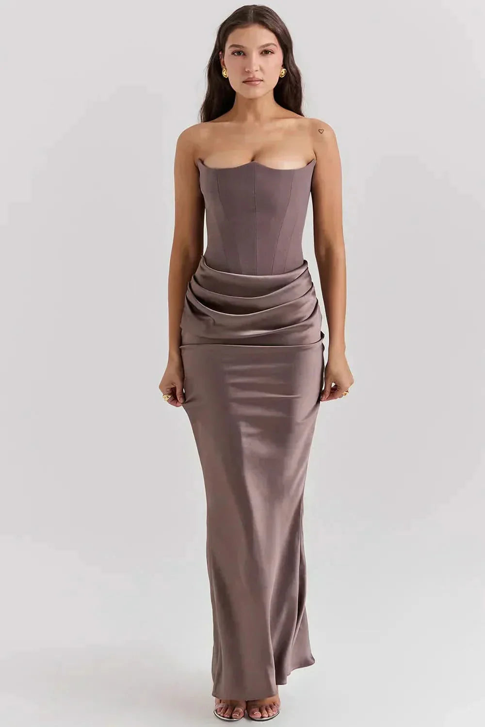 PARKER | GINGHAM MAXI DRESS - Brown