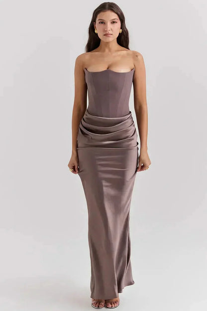 PARKER | GINGHAM MAXI DRESS - Brown