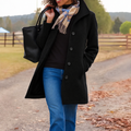 ADAH | STAND COLLAR BUTTON FRONT COAT - Black