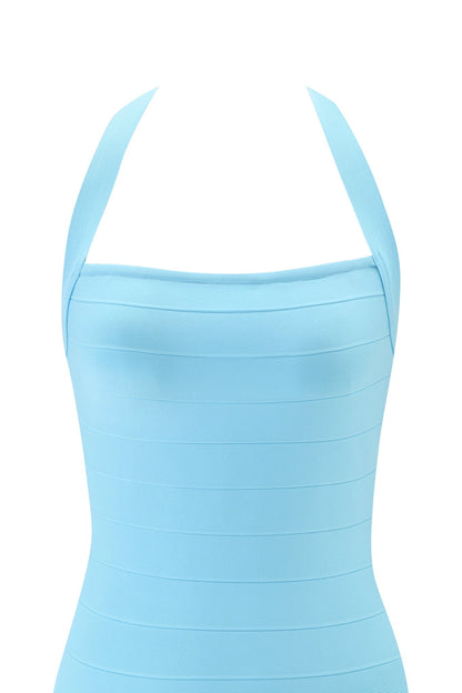 ADALYN | HALTER BANDAGE MINI DRESS - Baby Blue