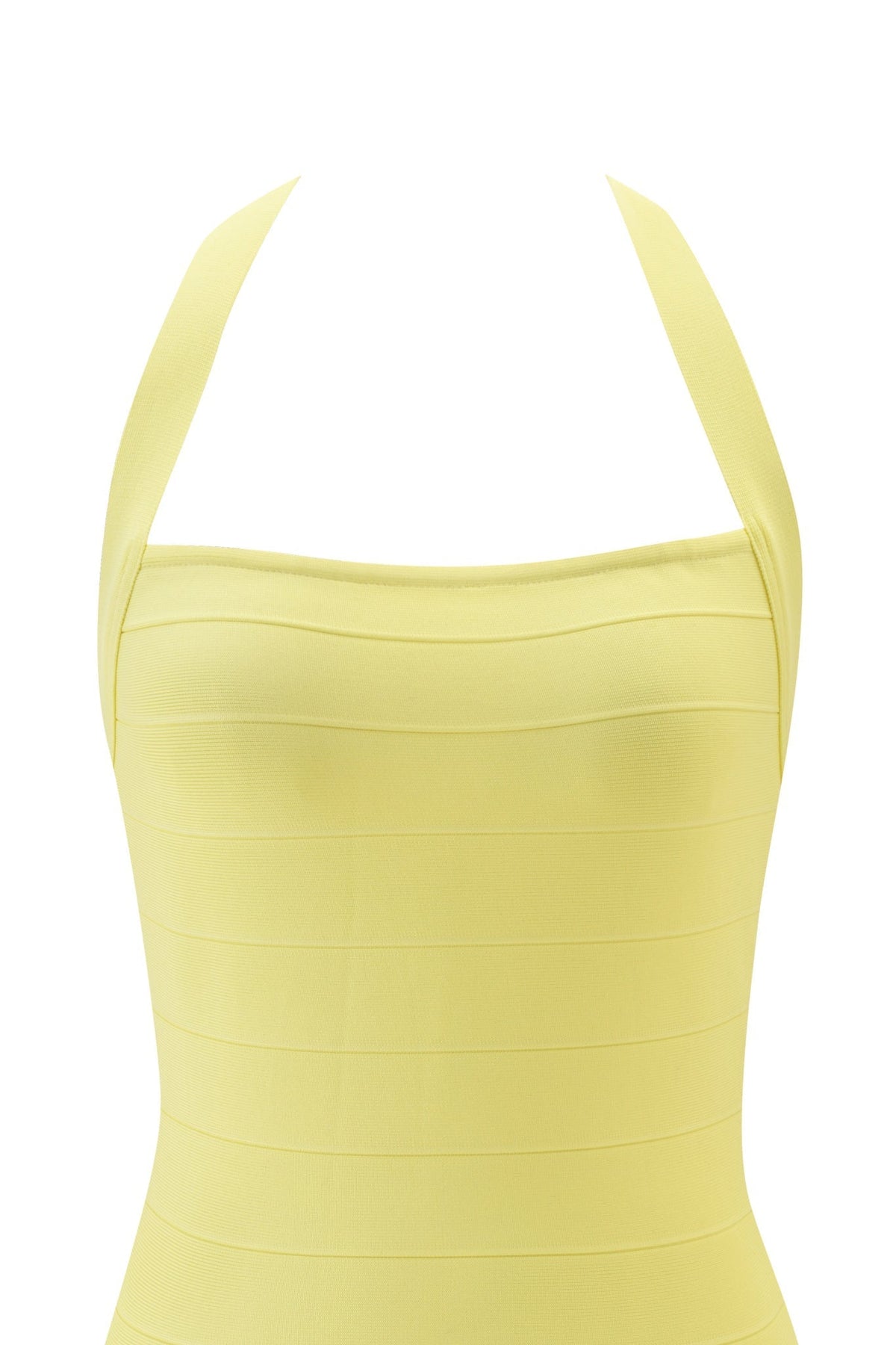 ADALYN | HALTER BANDAGE MINI DRESS - Pale Yellow