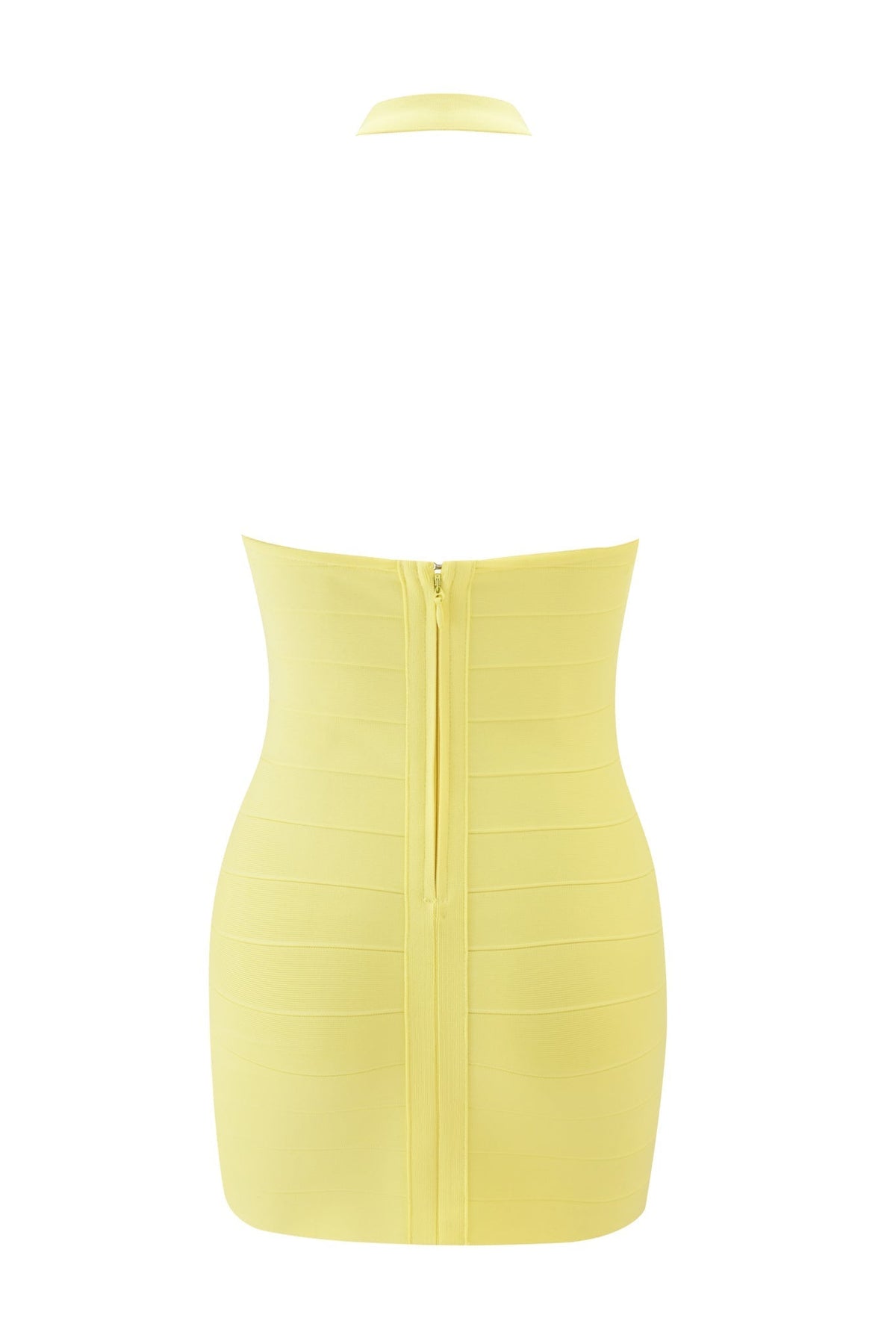 ADALYN | HALTER BANDAGE MINI DRESS - Pale Yellow