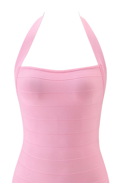 ADALYN | HALTER BANDAGE MINI DRESS - Pink