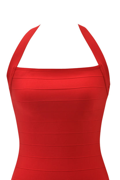 ADALYN | HALTER BANDAGE MINI DRESS - Red