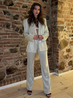 ADELE | GLITTER BLAZER TROUSER SET - Silver